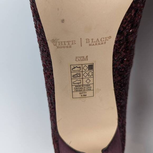 WHBM Glitter Pumps Burgundy Size 5.5 - Picture 7 of 10